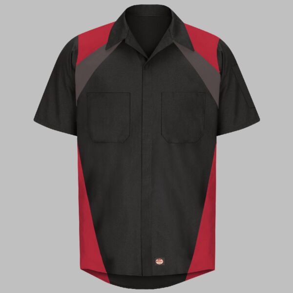 Men's Tri-Color Short Sleeve Shop Shirt Thumbnail